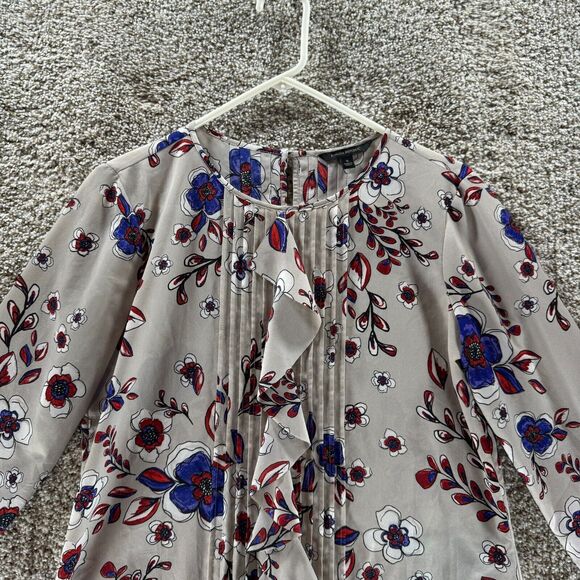 Banana Republic Blouse Womens Small Floral Ruffles Ladies Shirt Long Sleeve - Picture 3 of 14